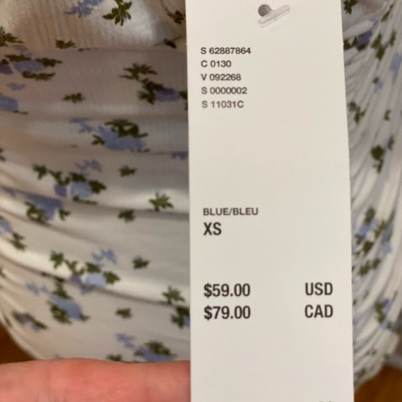 NWT Urban Outfitters Bodycon Ruched Mini White Floral Dress Blue Green S XS - Picture 9 of 9